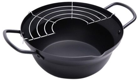 Giet Antikleeflaag Tempura Friteuse Pot Met Olie Druppelen Afdruiprek Rack Made In Japan Mini Diepe Koekenpan