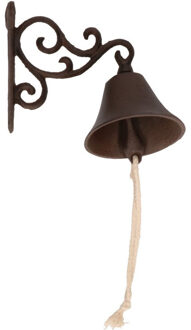 Gietijzeren bel / deurbel - bruin - 16 cm - roestbruine voordeur bel - weerbestendig - Deurbellen