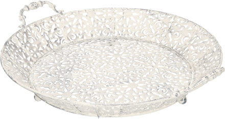 Gietijzeren dienblad/schaal lichtgrijs Lilli 35 cm