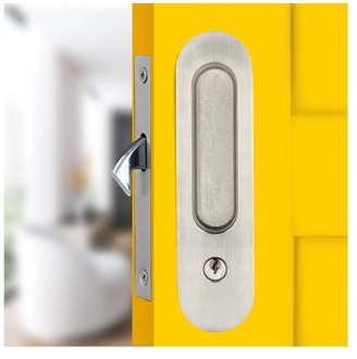 Gifsin Sliding Door Lock Invisible Recessed Handle Latch with 3 Keys for Interior Doors