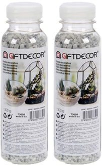 Giftdecor 2x pakjes decoratie steentjes/kiezeltjes fijn lichtgrijs 500 gram