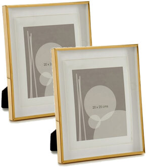 Giftdecor 2x stuks fotolijstjes goud 25 x 30 cm geschikt voor een foto van 20 x 25 cm - Fotolijsten Goudkleurig