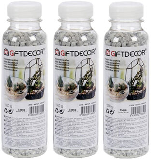 Giftdecor 3x pakjes decoratie steentjes/kiezeltjes fijn lichtgrijs 500 gram