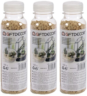 Giftdecor 3x pakjes decoratie steentjes/kiezeltjes fijn naturel bruin 500 gram