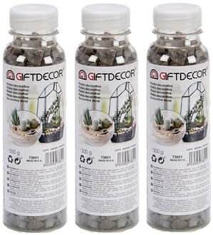 Giftdecor 3x pakjes decoratie steentjes/kiezeltjes fijn zwart 500 gram