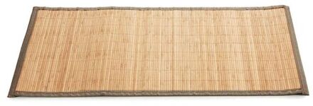 Giftdecor Badkamer vloermat anti-slip lichte bamboe 50 x 80 cm met grijze rand - Badmatjes Beige