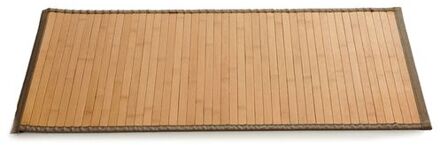 Giftdecor Badkamer vloermat anti-slip lichte bamboe 50 x 80 cm met grijze rand - Badmatjes Bruin