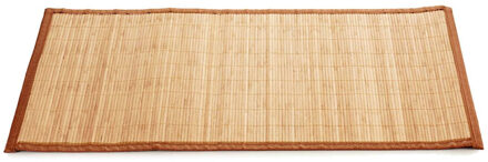 Giftdecor Badkamer vloermat anti-slip lichte bamboe 50 x 80 cm met lichtbruine rand - Badmatjes Beige