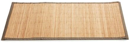 Giftdecor Badkamermat - anti-slip - bamboe - 50 x 80 cm - grijze rand - Badmatjes Beige