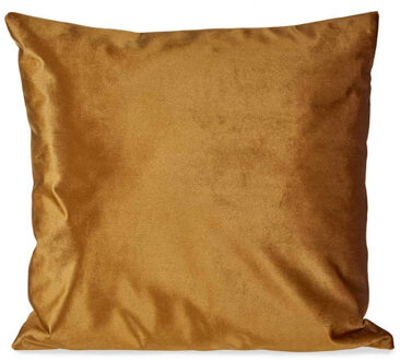 Giftdecor Bank/sier kussens voor binnen in de kleur velvet goud 45 x 45 cm - Sierkussens Goudkleurig