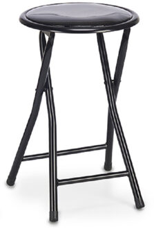 Giftdecor Bijzet krukje/stoel - Opvouwbaar - zwart - metaal/pvc - D30 x H45 cm
