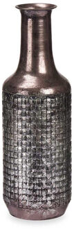 Giftdecor Bloemenvaas Antique Roman - zilver/brons - metaal - D14 x H46 cm