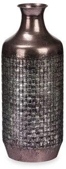 Giftdecor Bloemenvaas Antique Roman - zilver/brons - metaal - D16 x H42 cm