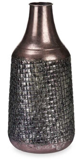 Giftdecor Bloemenvaas Antique Roman - zilver/brons - metaal - D21 x H44 cm