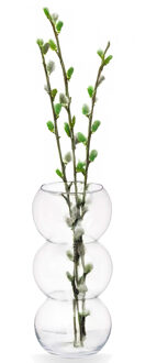 Giftdecor Bloemenvaas bol - transparant glas - D17 x H36 cm - 3-voudige bol vaas - boeketvaas