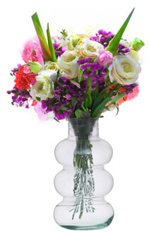 Giftdecor Bloemenvaas Bubble - luxe deco glas - helder transparant - D21 x H35 cm - sierlijk vaas