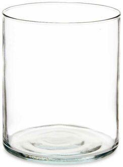Giftdecor Bloemenvaas - cilinder vorm - transparant glas - 17 x 20 cm