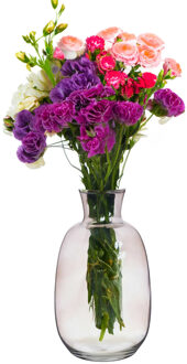 Giftdecor Bloemenvaas Crystal - luxe deco glas - grijs transparant - D21 x H36 cm - ovale bol vaas