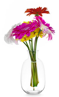 Giftdecor Bloemenvaas Crystal - luxe deco glas - helder transparant - D21 x H36 cm - ovale bol vaas