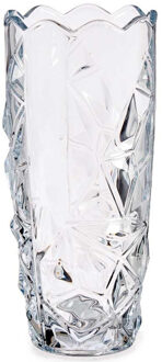 Giftdecor Bloemenvaas diamant relief 13,5 x 29 cm van glas