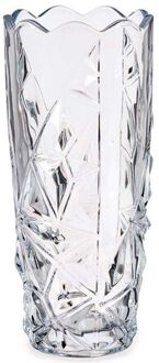 Giftdecor Bloemenvaas diamant relief 8 x 19,5 cm van glas - Vazen Transparant