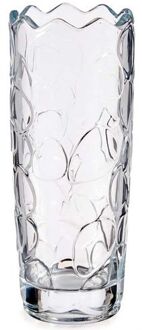 Giftdecor Bloemenvaas druppel relief 8 x 19,5 cm van glas - Vazen Transparant