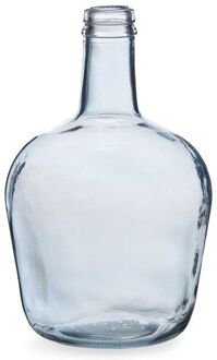Giftdecor Bloemenvaas - flessen model - glas - blauw transparant - 19 x 31 cm - Vazen