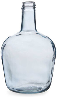 Giftdecor Bloemenvaas - flessen model - glas - blauw transparant - 19 x 31 cm