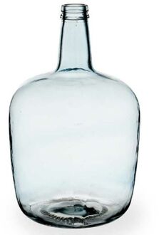 Giftdecor Bloemenvaas - flessen model - glas - blauw transparant - 22 x 39 cm - Vazen