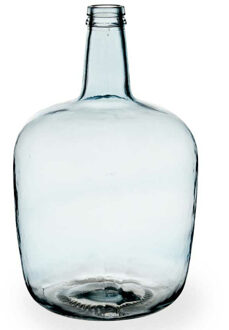 Giftdecor Bloemenvaas - flessen model - glas - blauw transparant - 22 x 39 cm