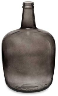 Giftdecor Bloemenvaas - flessen model - glas - grijs transparant - 22 x 39 cm - Vazen