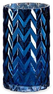 Giftdecor Bloemenvaas - luxe decoratie glas - blauw - 11 x 20 cm - Vazen