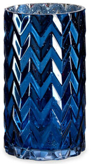 Giftdecor Bloemenvaas - luxe decoratie glas - blauw - 11 x 20 cm