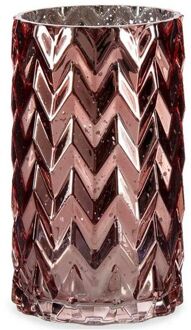 Giftdecor Bloemenvaas - luxe decoratie glas - roze - 11 x 20 cm - Vazen