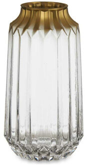 Giftdecor Bloemenvaas - luxe decoratie glas - transparant/goud - 13 x 23 cm
