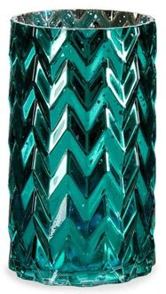 Giftdecor Bloemenvaas - luxe decoratie glas - turquoise blauw - 11 x 20 cm - Vazen