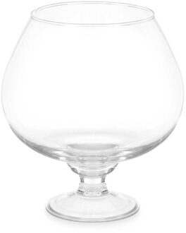 Giftdecor Bloemenvaas op voet Cognac - transparant glas - D21 x H26 cm - boeketvaas - 5 liter