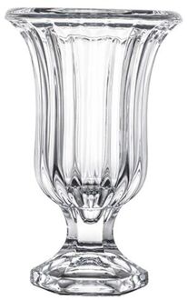Giftdecor Bloemenvaas - Tulp model - Lines transparant glas - 12 x 20 cm - Vazen