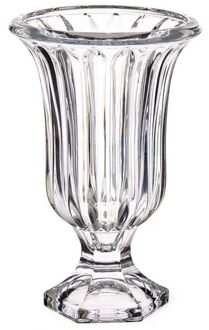 Giftdecor Bloemenvaas - Tulp model - Lines transparant glas - 15 x 24 cm - Vazen