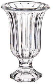Giftdecor Bloemenvaas - Tulp model - Lines transparant glas - 15 x 24 cm