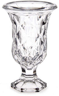 Giftdecor Bloemenvaas - Tulp model - Rhombus transparant glas - 12 x 20 cm