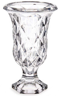 Giftdecor Bloemenvaas - Tulp model - Rhombus transparant glas - 15 x 24 cm