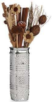 Giftdecor Bloemenvaas - zilver modern vierkant - 10 x 30 cm - keramiek - Vazen Zilverkleurig