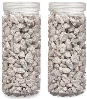 Giftdecor decoratie stenen/steentjes/kiezels - lichtgrijs - 10-20 mm steentjes - 1400 gram