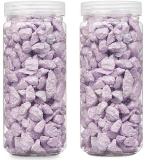 Giftdecor decoratie stenen/steentjes/kiezels - lila paars - 10-20 mm steentjes - 1400 gram