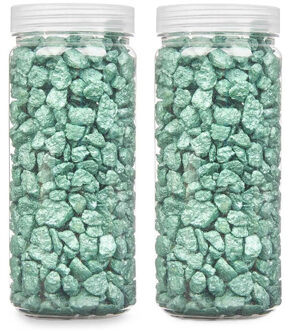 Giftdecor decoratie stenen/steentjes/kiezels - mintgroen - 10-20 mm steentjes - 1400 gram