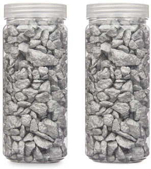Giftdecor decoratie stenen/steentjes/kiezels - zilver - 10-20 mm steentjes - 1400 gram