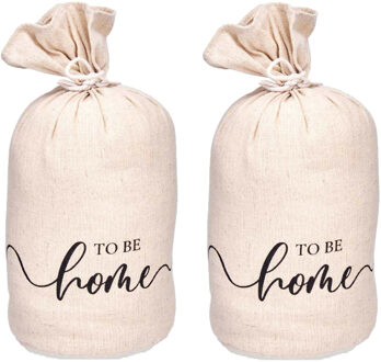 Giftdecor Deurstopper - 2x - 1 kilo - beige - canvas - To be home - D13 x H26