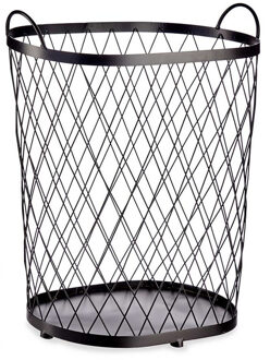 Giftdecor Draadmand - 46x31x55 cm - zwart - metaal - opbergmand / wasmand - ovaal