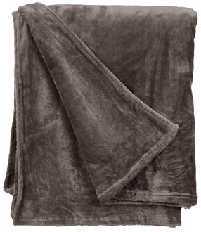 Giftdecor Fleece deken/plaid - donkergrijs - polyester - XL-formaat - 180 x 220 cm - Fluffy/zachte stof